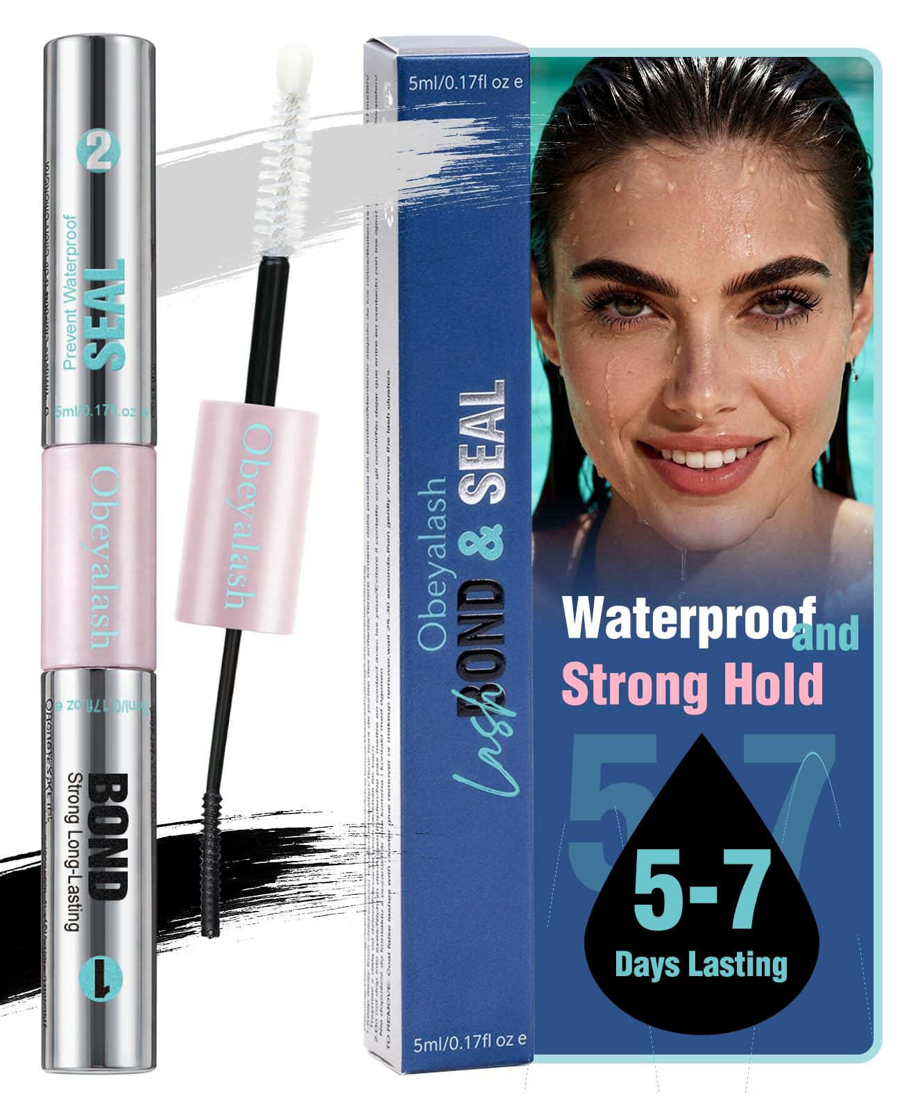 Obeyalash Klej Do RzęS Lash Bond and Seal Lash Glue Waterproof Bond and Seal Cluster Eyelash Glue 5ml+5ml For DIY Underlash Clusters