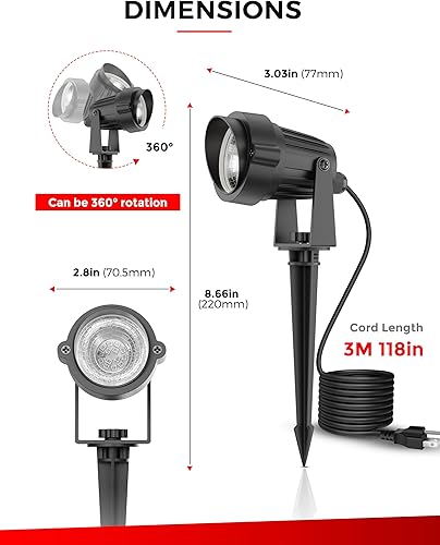 Miniatura 6 de LOHAS - Foco rojo para exteriores, luces LED rojas para patio, encendido y apagado automático de 5 W 120 V, iluminación de paisaje para casa,