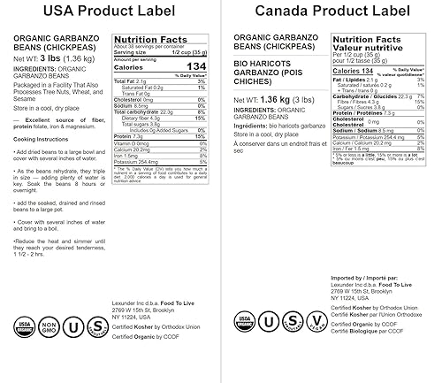 Miniatura 17 de Food to Live Garbanzos orgánicos, 2 libras, garbanzos secos, sin OMG, kosher, crudos, germinables, a granel