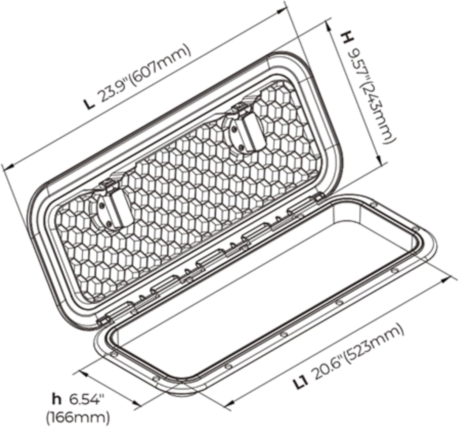 SEAFLO Marine Boat Deck Rectangular Access Hatch - White/Black, Lock and Key/Regular