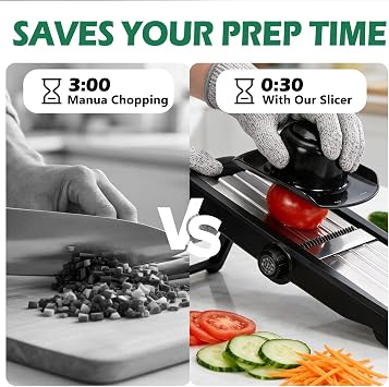 Masthome Mini Mandoline Slicer, 5-in-1 One-Knob Integrated Blade