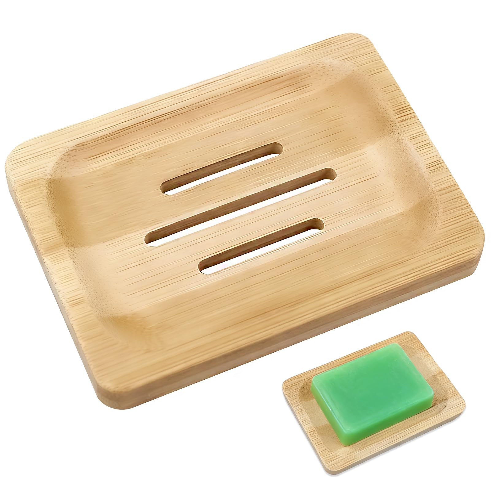 Porte Savon en Bambou Naturel - Support Savon pour Salle de Bain, Repose Savon Solide pour Éponges et Plus - 11 * 8cm