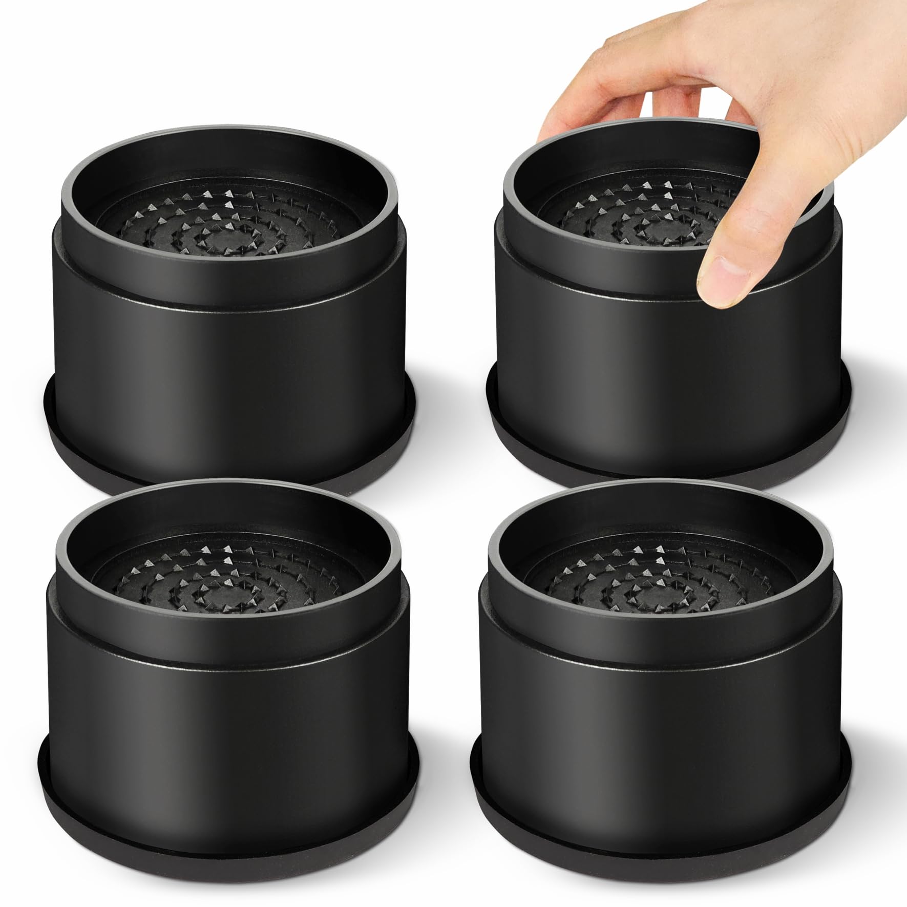 MixDora Bed Risers 2 Inch Round Stackable Furniture Risers Anti-Slip Chair Raisers for Sofas Couches Table Set of 4 Pack Black (2 Inch 4 Pack)