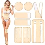 Texpot Castor Oil Pack Wrap, 8Pcs Reusable Castor Oil Pack Kit Organic Cotton Flannel for Stomach Neck Breast Knee Arm and Feet, Adjustable Caster Oil Compress Pads for Entire Body, Anti Oil Leak