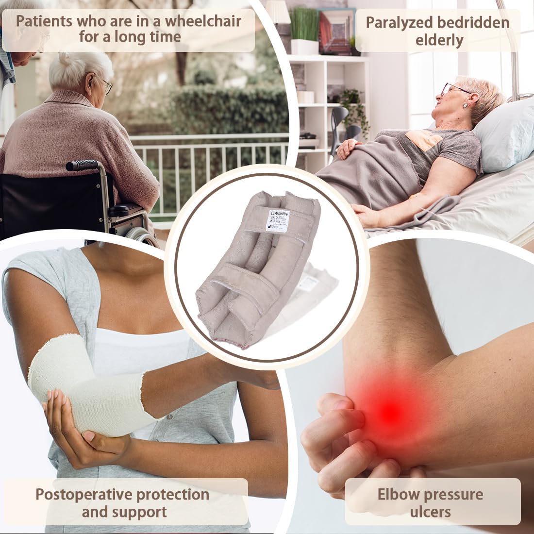 Ehucon Ellenbogenschoner zur Linderung von Druckgeschwüren, Ellenbogenschoner mit weicher Faser, für ältere oder bettlägerige Patienten, 1 Stück