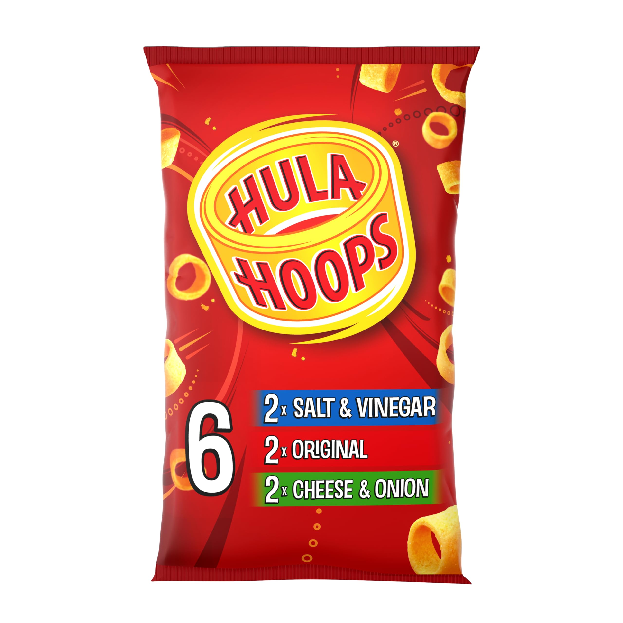 Hula Hoops - VARIETY Multipack 6 x 24g Bags - Deliciously Crunchy Potato Rings - Completely free from artificial flavours, colours and MSG, Suitable for Vegetarians