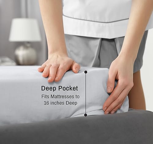 Miniatura 6 de RUVANTI Sábanas de 100 % algodón percal tamaño King, refrescantes y transpirables, duraderas, con una sensación nítida, suave y cómoda, bolsillo