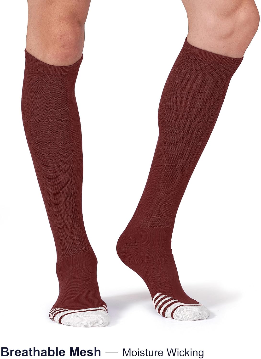 FITRELL 2/3 Pack Baseball Soccer Softball Socks for Kids Youth Men & Women Over-the-Calf Knee High Socks (Multiple Colors)