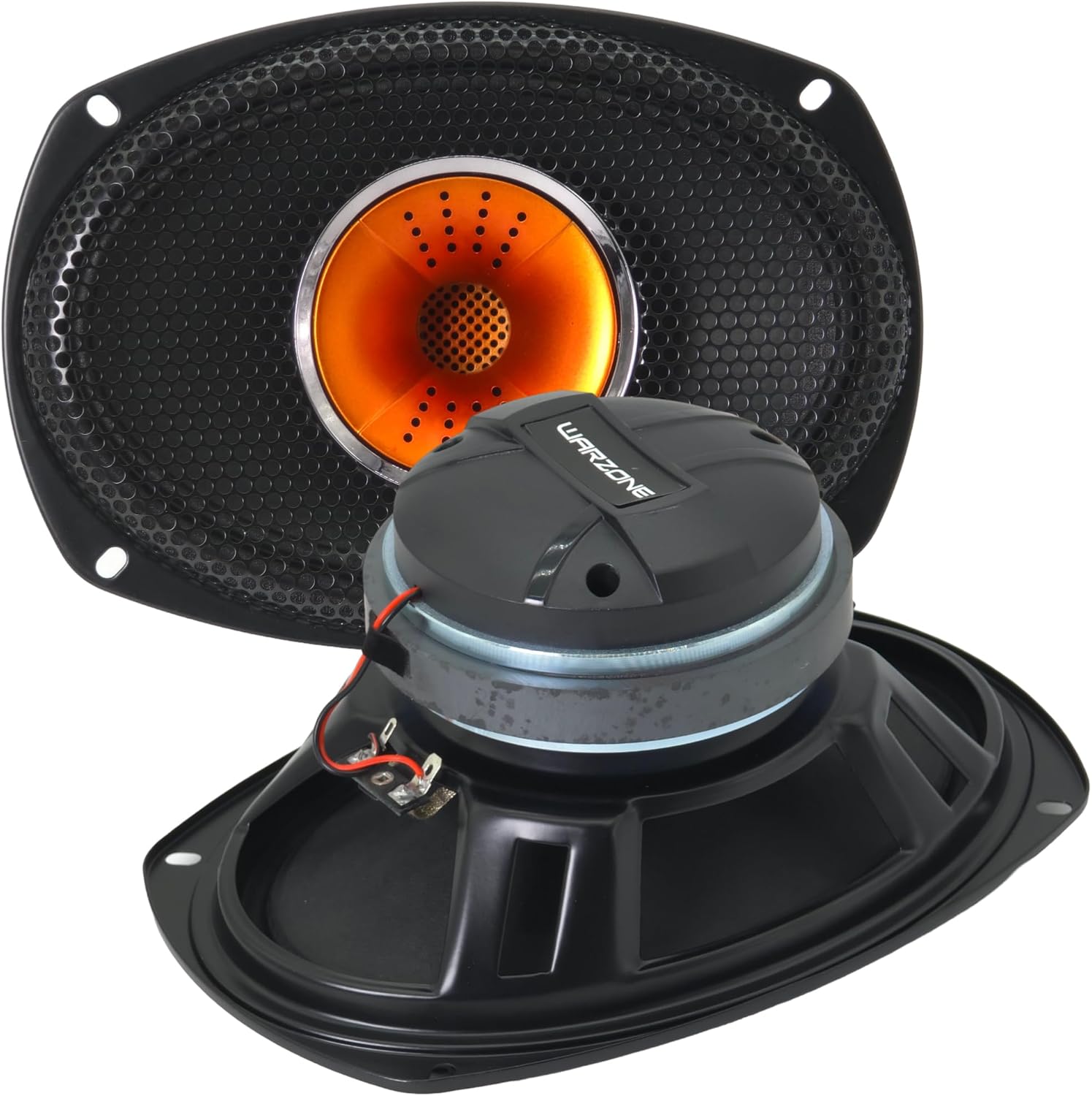 Warzone WZ69Si 6x9-Inch Mid-Range + Driver Speaker, 1200W Max, 4 Ohms, 30oz Magnet, Black Steel Basket with Aluminum Dome Tweeter for Car Audio (Single)