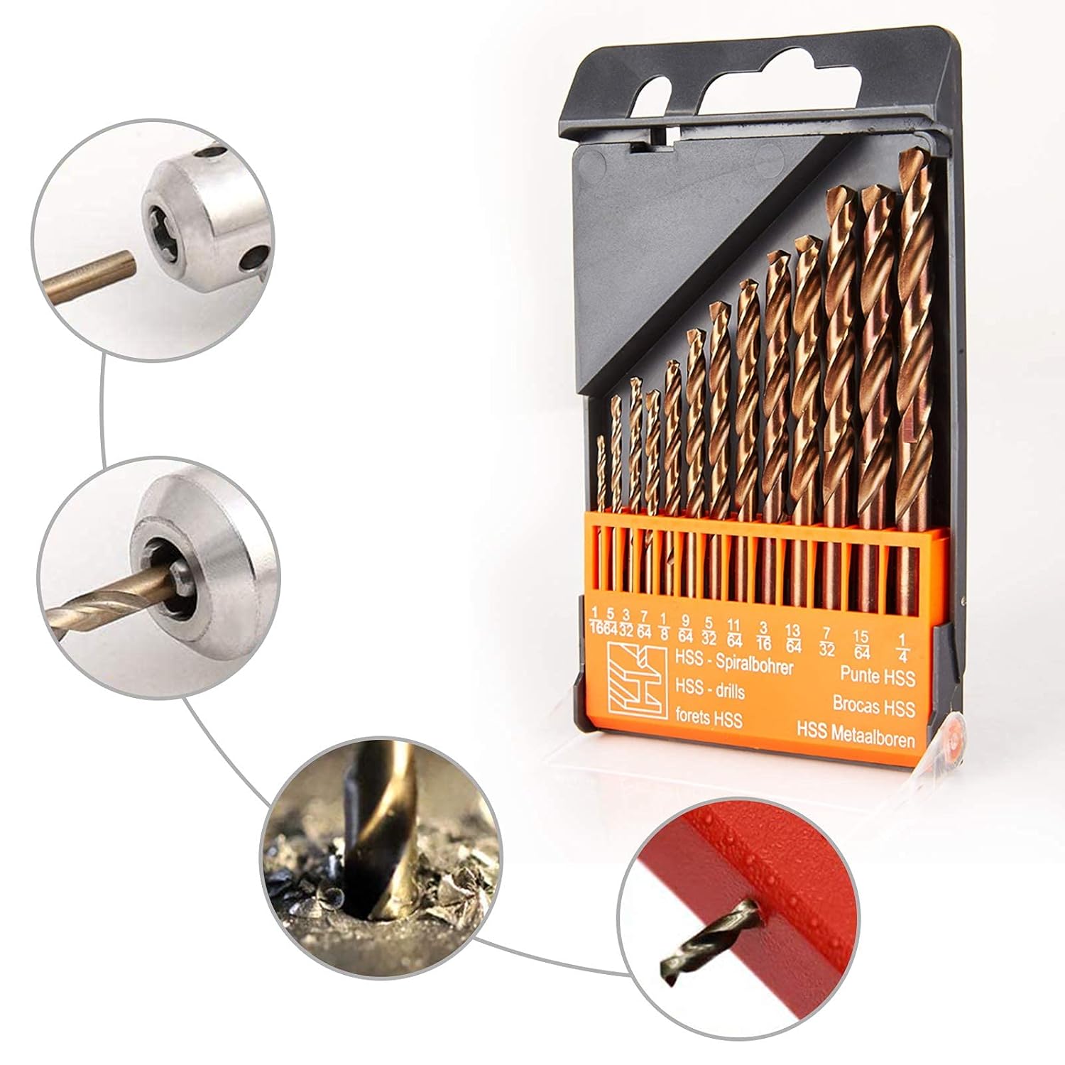 VTEVER Cobalt Drill Bit Set M35 HSS 13-Piece Jobber Drill Bit Kit for Stainless Steel,Hard Metal,Cast Iron and Wood Plastic,1/16"-1/4"…: Tools & Home Improvement