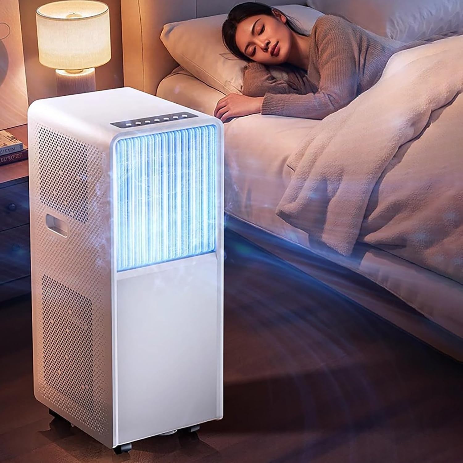 Climatiseur Mobile Réversible 14000 BTU Froid et Chaud, Unité de Climatisation Autoportante Silencieuse, minuterie 24h et Télécommande, Installation Facile pour, Cool+Heat