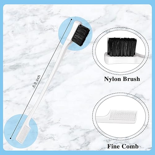 Miniatura 2 de Geiserailie Juego de 3 cepillos de pelo de espalda resbaladiza, cepillo de cerdas para el cabello, cepillo de control de bordes, peine para mujeres,