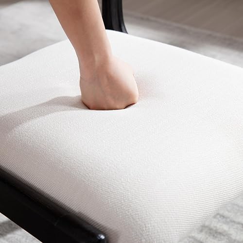 Miniatura 5 de CIMOTA Juego de 2 sillas de comedor modernas de mediados de siglo, sillas de comedor de ratán con respaldo de bastónmarco de madera negra, sillas de