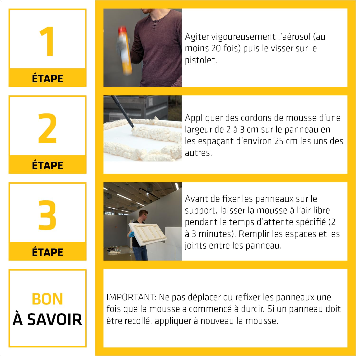 SIKA - Lot de 3x Mousses polyuréthane adhésive - Pour le collage d'éléments de construction - Pistolable - Blanc - 500ml + Pistolet d'application
