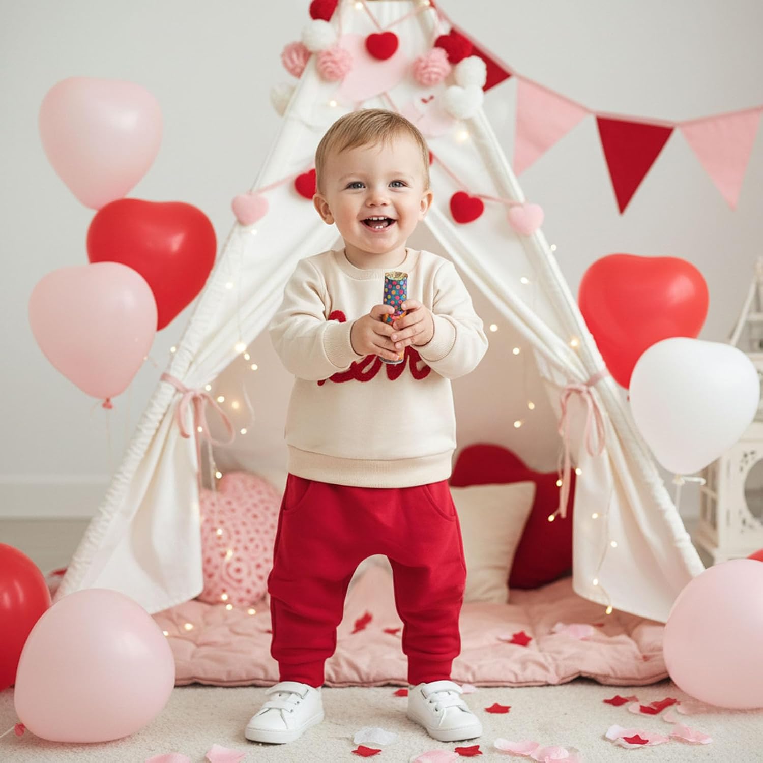 Valentines Toddler Baby Boy Girl Outfit Love Sweatshirt Pullover Pants Set Little Kids Fall Winter Spring Clothes - Image 5