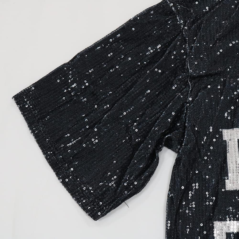 Fawjsais Women's Half Sleeve Dress O Neck Printed Sequins Mini Dress Loose Casual Sexy Nightclub Party T-Shirts Tops Dress - Image 5