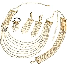 New 2026 Dubai 18K Gold Plated Four-Piece Necklace Bracelet Ring Earrings Multi-Fine Chain Beautiful Wedding Gifts Trendy Jewelry Fashion Festival