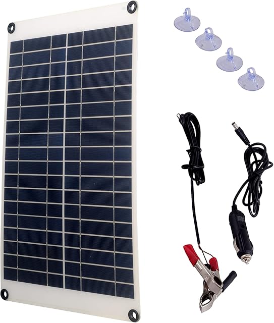 Solar Battery Charger 18W 12V 18V, Monocrystalline Flexible Solar Panel Kit, Waterproof Portable Solar Battery Maintainer Trickle Charger, for Car, Motorhomes, Boat, RV, Motorcycle Batteries
