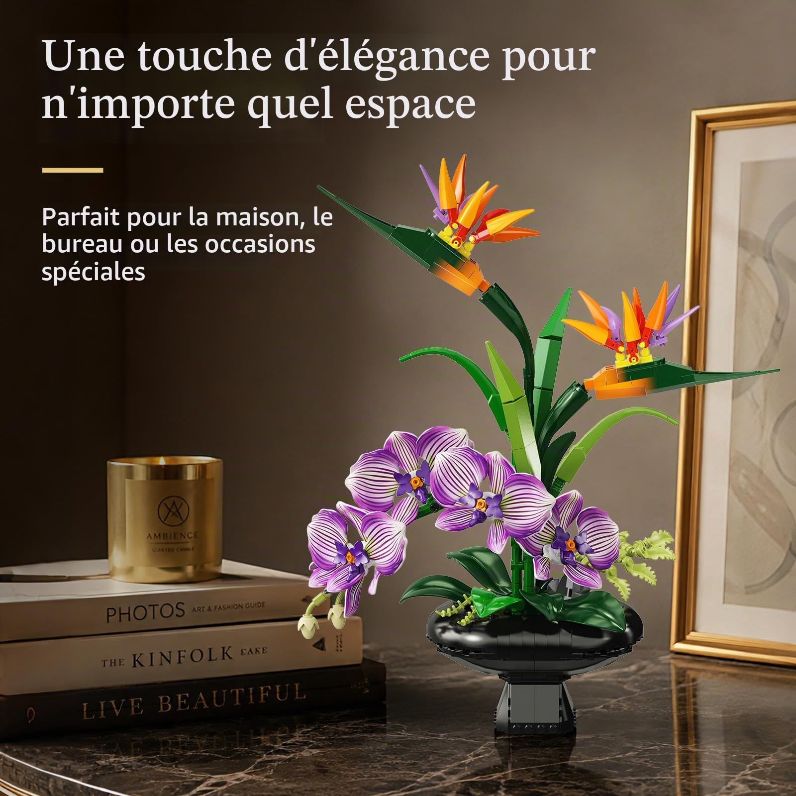 PLAXSOON Kit de Construction Orchidées pour Adultes, Botanique Décorative