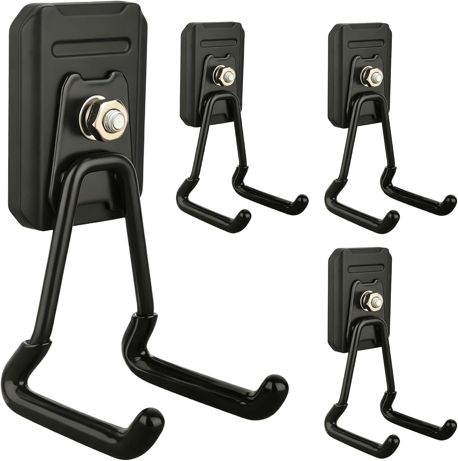 ULIBERMAGNET Heavy Duty Magnetic Hooks,4 Pack Strong Extra Large Magnet Hook for Power Drill,Garden Tools,Hose,Pegboard,Garage,Workshop,Magnetic Storage Utility Hooks for Indoor Outdoor Hanging