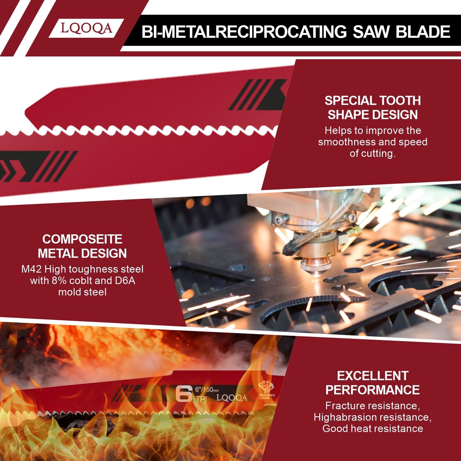 12-Piece Reciprocating Saw Blades - Wood & Metal Cutting -3