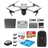 DJI Air 3S Fly More Combo (RC-N3 Remote Controller), Drone Wide-Angle & Medium Tele Camera for Adults, Omnidirectional Sensing & 3 Batteries for Extended Flight Time + Accessory Bundle (Fly More Combo (RC-N3))