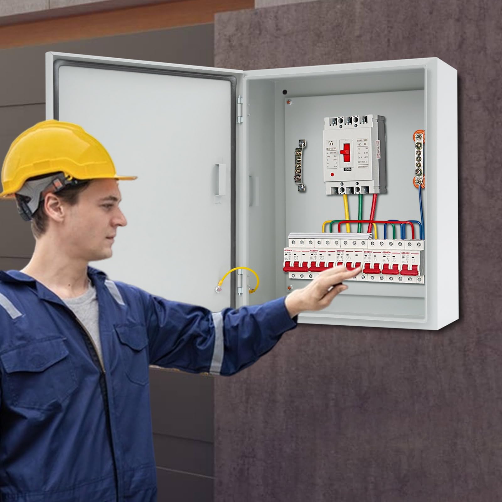 Verteilerkasten 40*20*50cm Verteilerdose Aufputz mit Schlüssel, Boden-Dichtungsplatte, Elektrische Klebebänder, Kaltgewalzter Stahl Aufputzdose für Schutz Elektrischen Geräten Stromkreisen Fabriken
