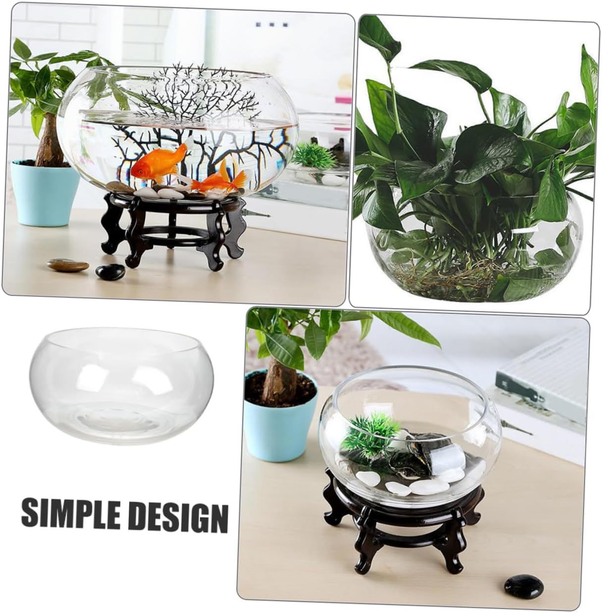 Round Fish Bowl for Hydroponic Plants and Small Glass Desktop Aquarium Decorative Fish Tank for Office Home and Garden Use