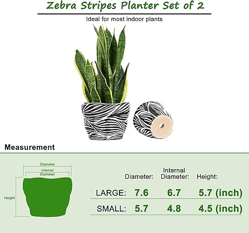 Miniatura 2 de Maceta de cerámica para plantas de interior con orificio de drenaje, maceta de 6 pulgadas + 5 pulgadas para suculentas