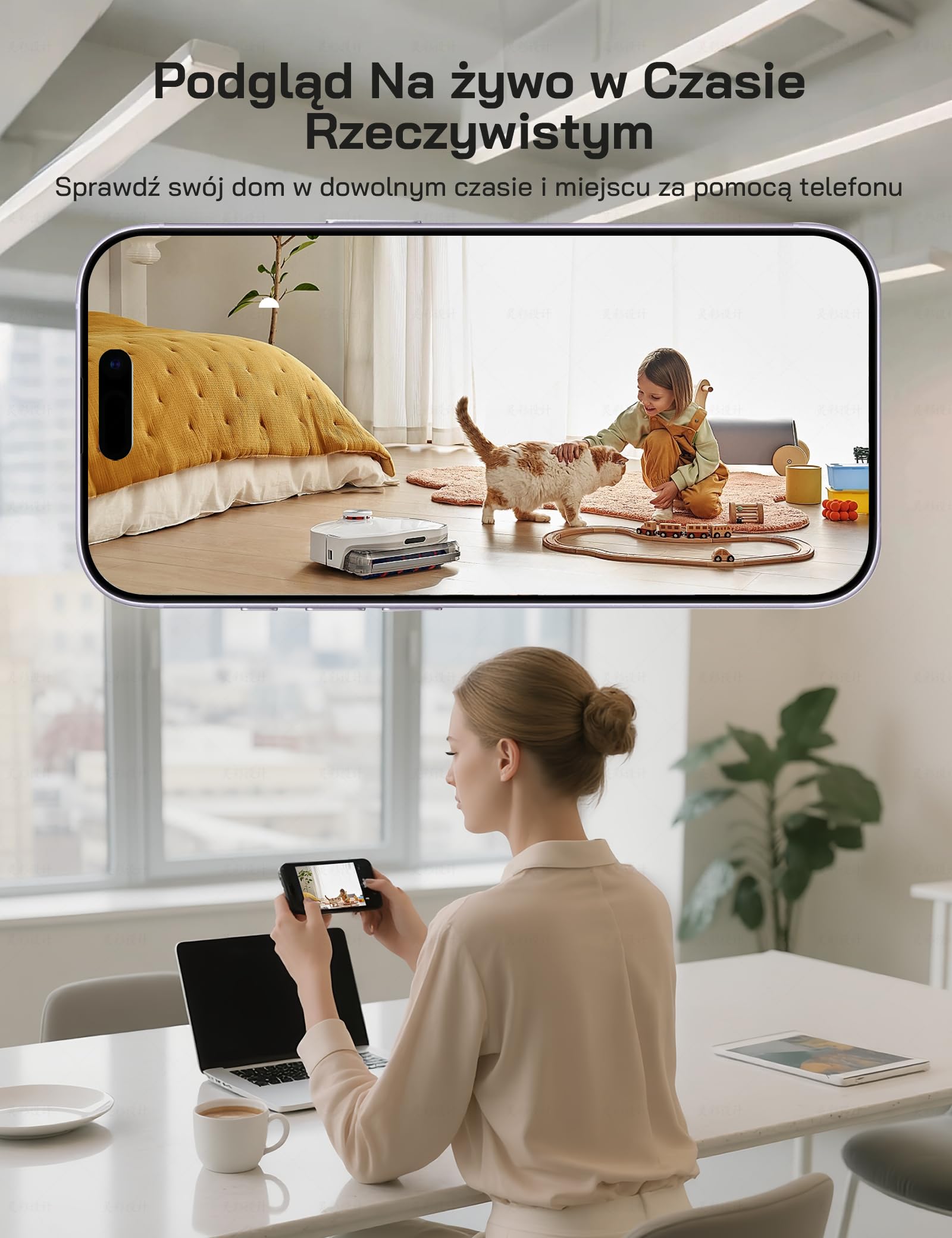 WOLFANG Kamera Wewnętrzna WiFi 1080P, Kamera Monitoringu Domowego z Noktowizją, Wykrywanie Ruchu, Dwukierunkowe Audio, Kompatybilna z Alexa i Google Home, Tylko WiFi 2,4 GHz