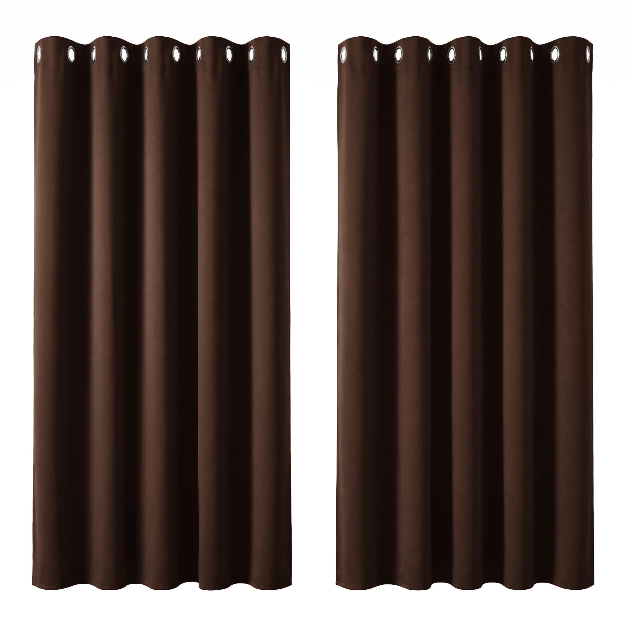 Deconovo Chocolate Blackout Curtains For Bedroom Thermal Insulated Ring Top Blackout Curtains 66 X 72 Drop Inch 2 Panels