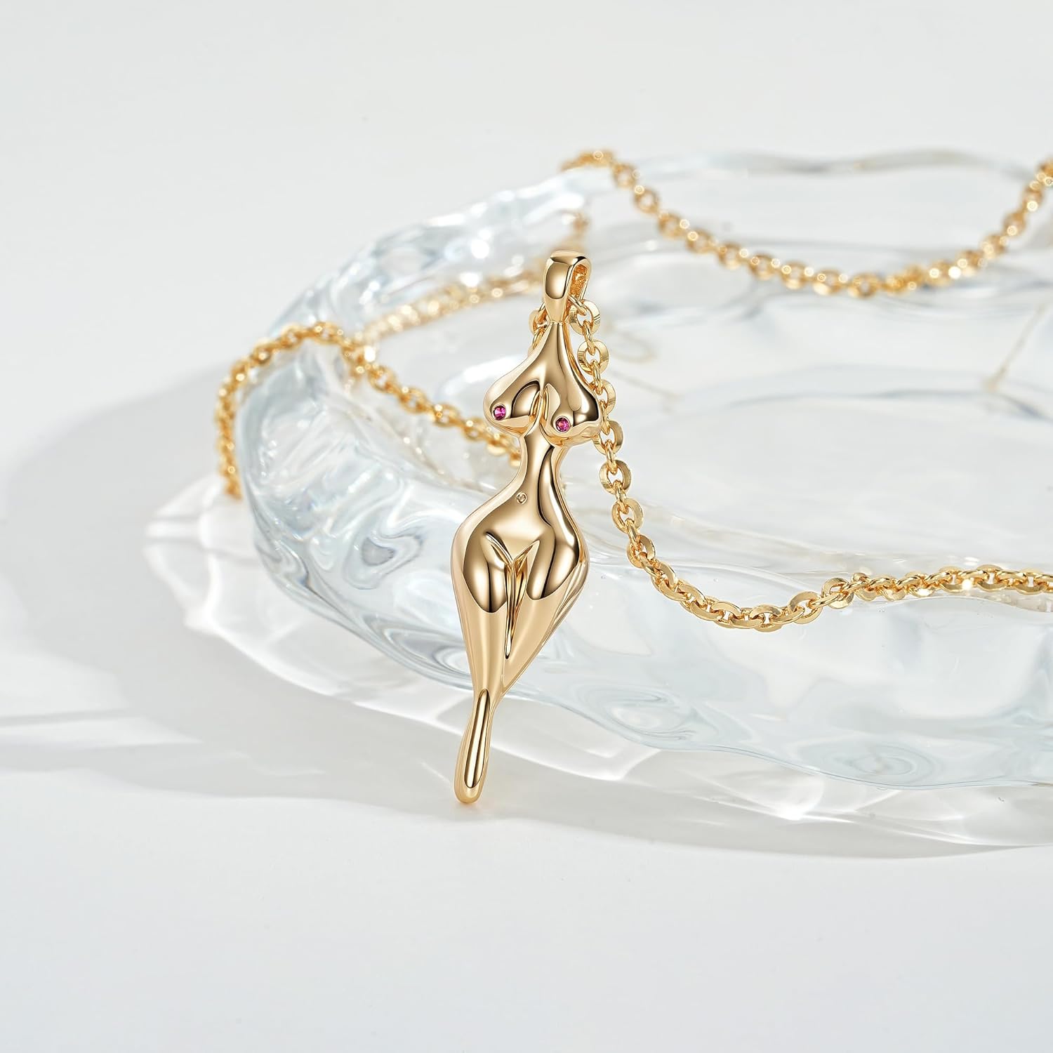 Fettero 14K Gold Plated Pendant Necklace for Women | Cute Cupid Pendants with Love Heart| Charm Woman Body| Crescent Star Coin Necklaces for Women Trendy Simple Cute Necklaces Gold Jewelry - Image 4