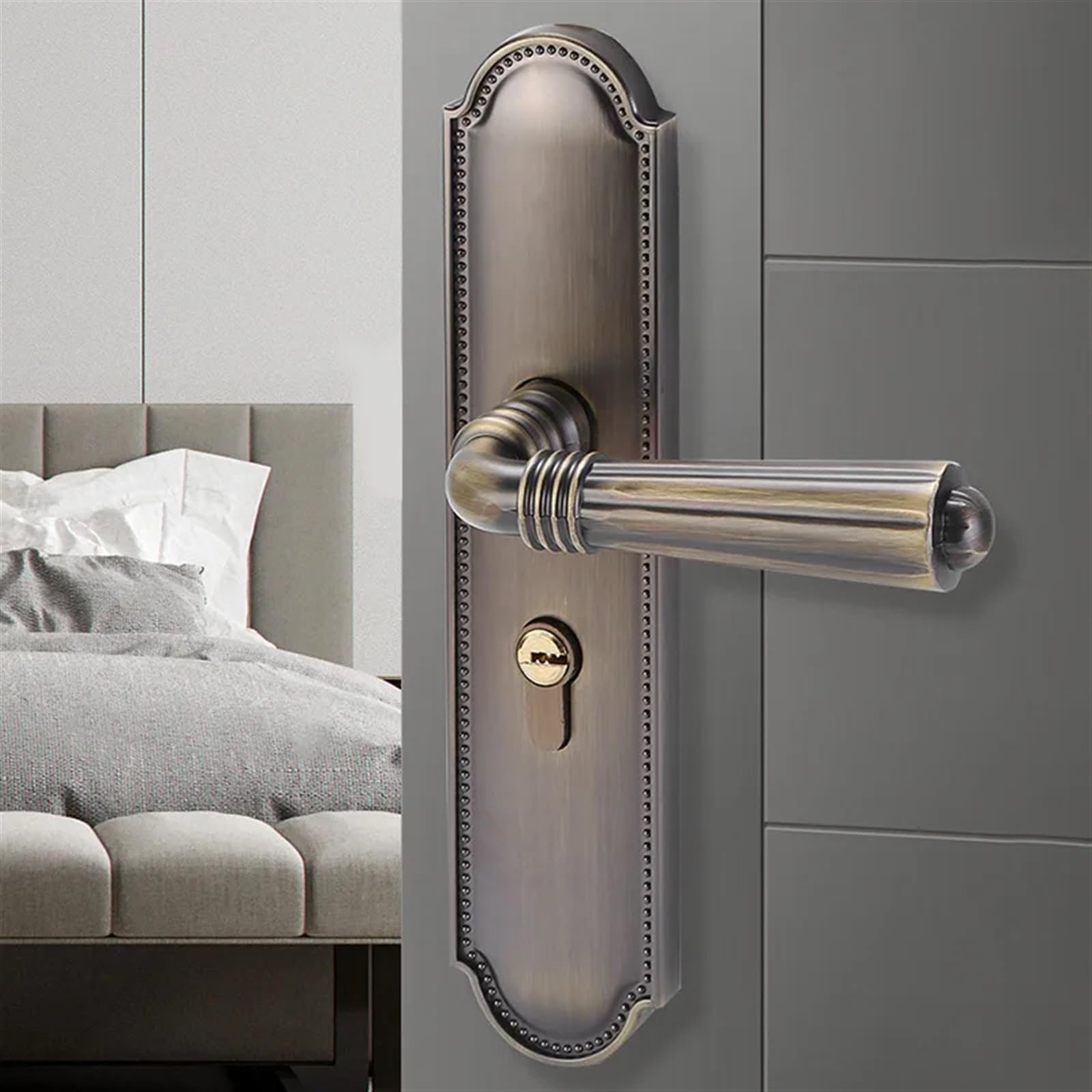 Serrure de porte intérieure bois lumière rétro luxe poignée simple