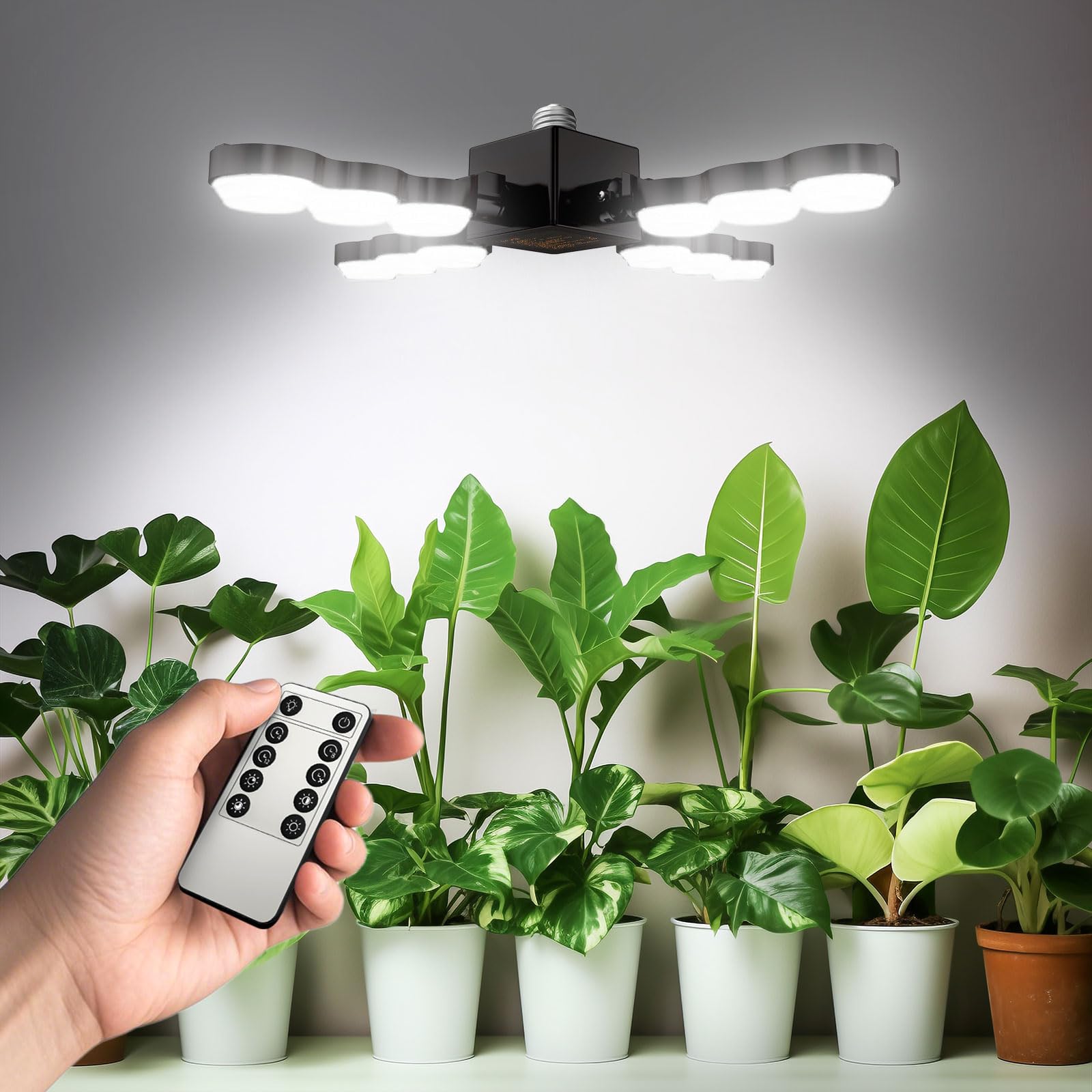 SANSI Grow Light for Indoor Plants, 80W 8000 Lumen High PPFD Full Spectrum Plant Light with Remote Timer, Dimmable, E26 Base, Folding Wings for Middle Large Plants Greenhouse-image-27