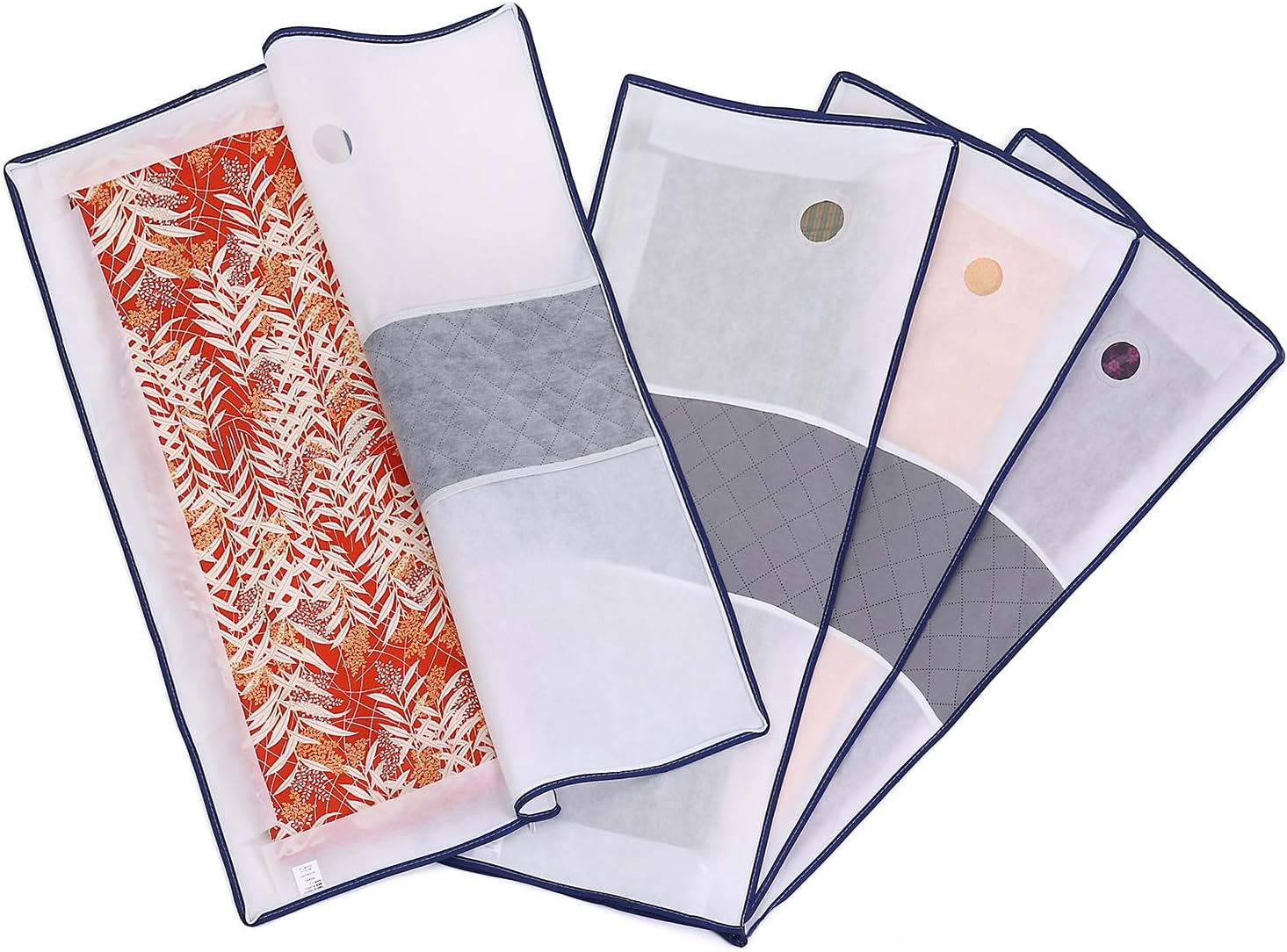 ASTRO 171-49 Kimono Storage Bag, White x Gray, Activated Carbon Deodorizing, 3-Way Opening, 4-Piece Set, Transparent Window, Non-Woven Fabric, Zipper Type