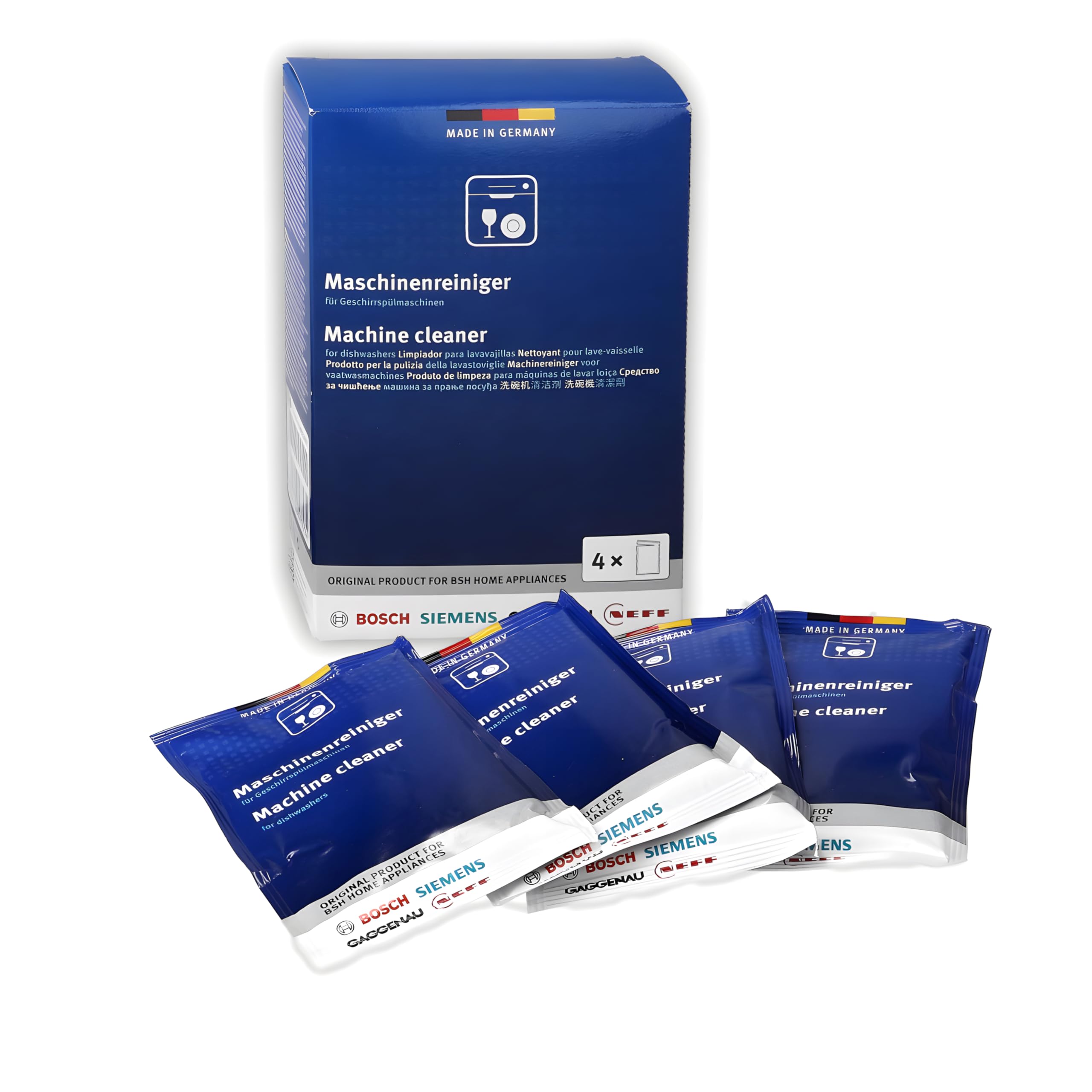 Bosch Detersivo per lavastoviglie originale 00312477 – 4 confezioni da 45 g (4 x