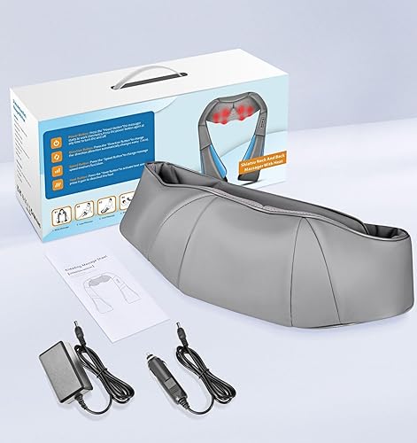 Miniatura 8 de Shiatsu Masajeador de cuello y espalda con calor, almohada de masaje 4D de tejido profundo para cuello, espalda, hombros, piernas, alivio del dolor