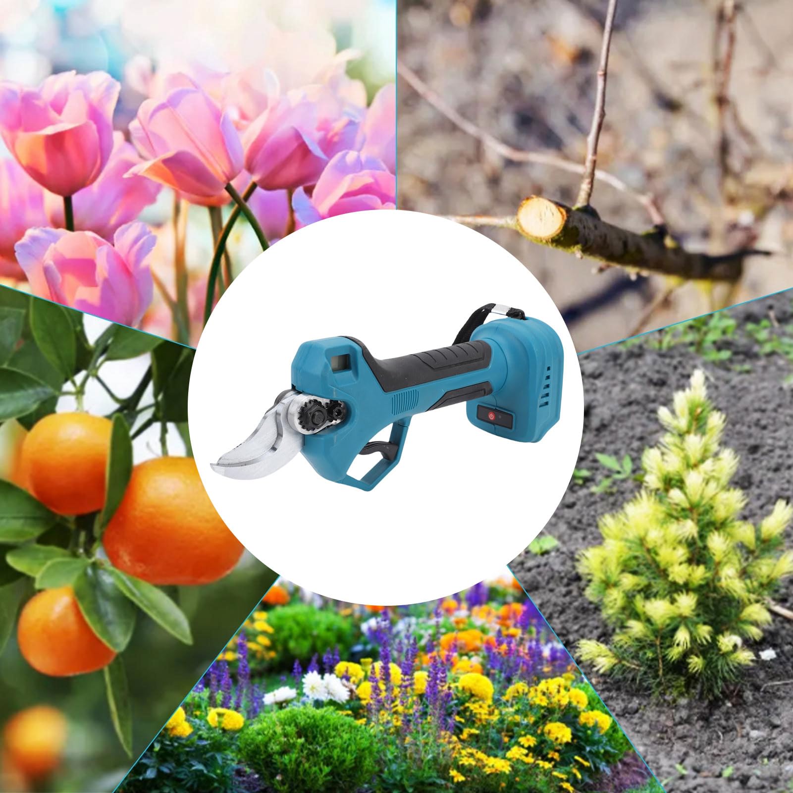 Cizalla Poda Eléctrica, Ramas árboles Digitales Inalámbricos Recargables 30 Mm Recargables para Recorte árboles Jardinería, con Bloqueo Seguridad,