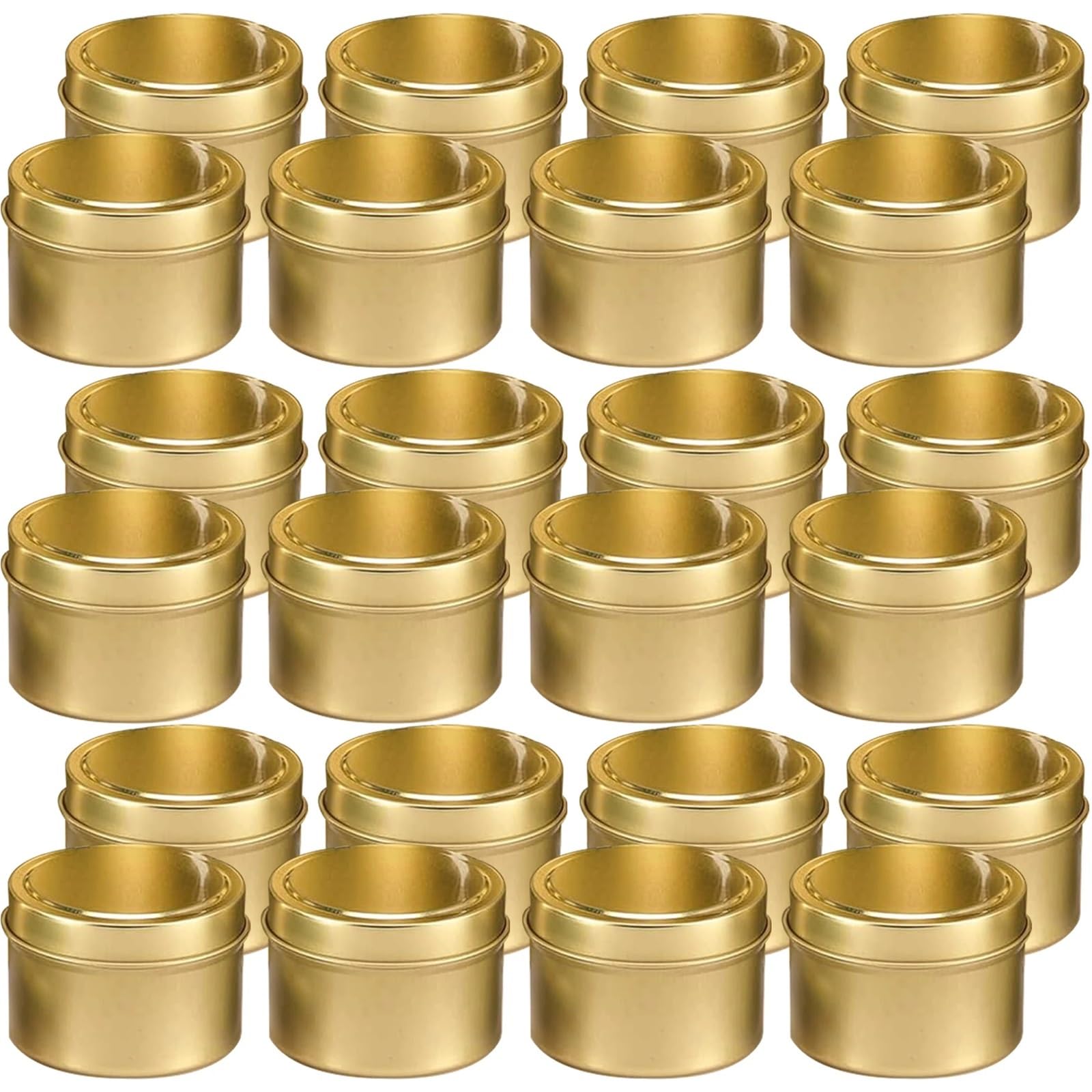 Xinglongs Candle Jars 24PCS 4oz/ 8oz Candle tins with lids Matte Black Candle Jars Round Empyt Candle Containers for DIY Candle Making(Gold 8oz)