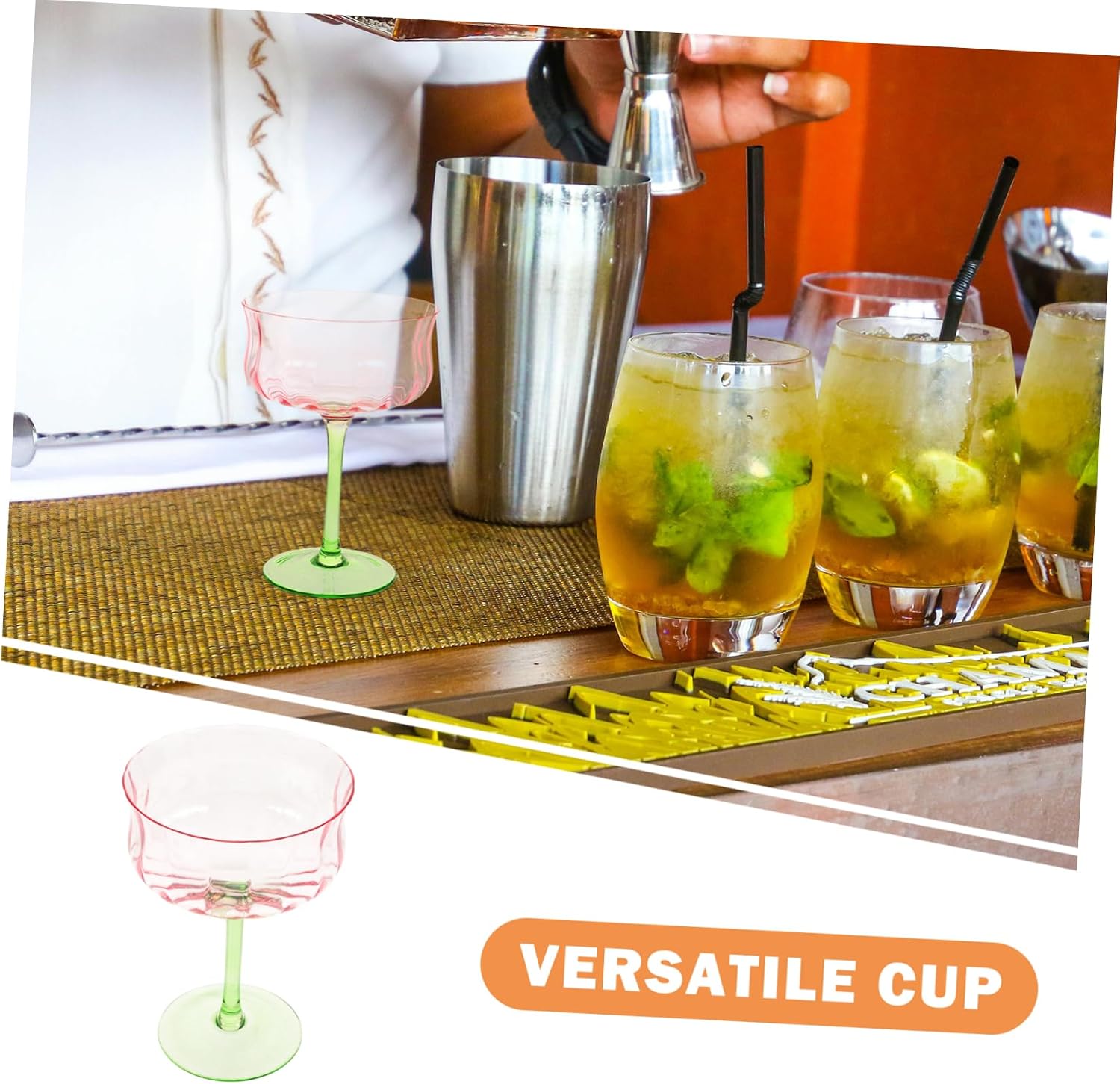 Unomor 2pcs Creative Gradient Cocktail Goblet Vintage Drinking Glass for Parties Decorative Stemware Household Wine Glass Retro Design for Elegant Gatherings