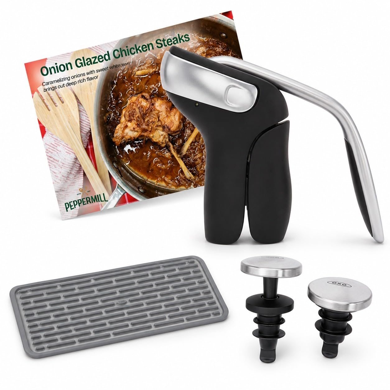 Wine & Champagne Gift Set - Corkscrew by OXO – Large, Stainless Steel, Black, Model OXCORK1