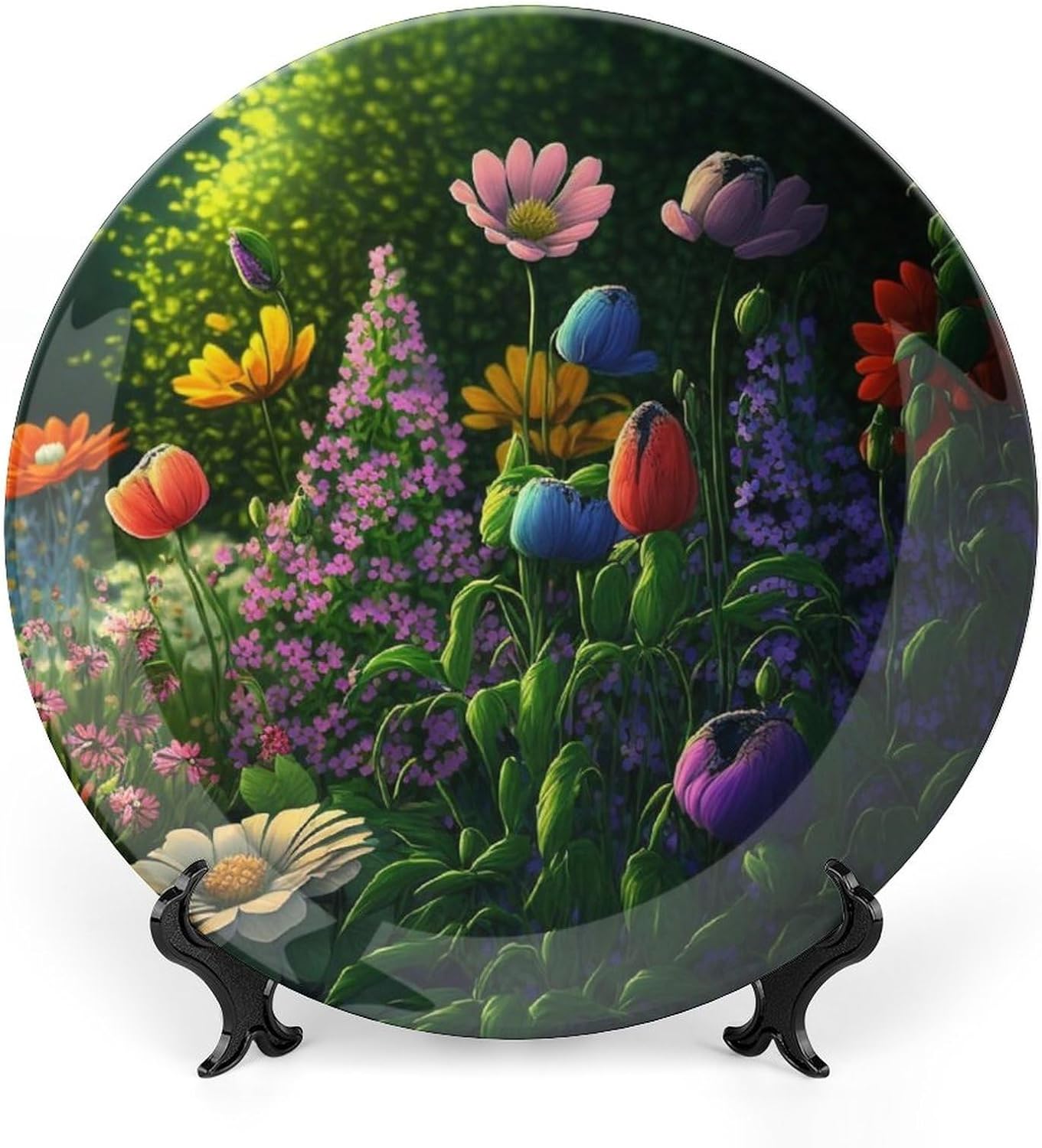 Decorative Plates, Fantasy Garden in Sunlight Display Plate for Home Office Kitchen Table Decor Porcelain Plates 8 Inch, Thanksgiving Gifts