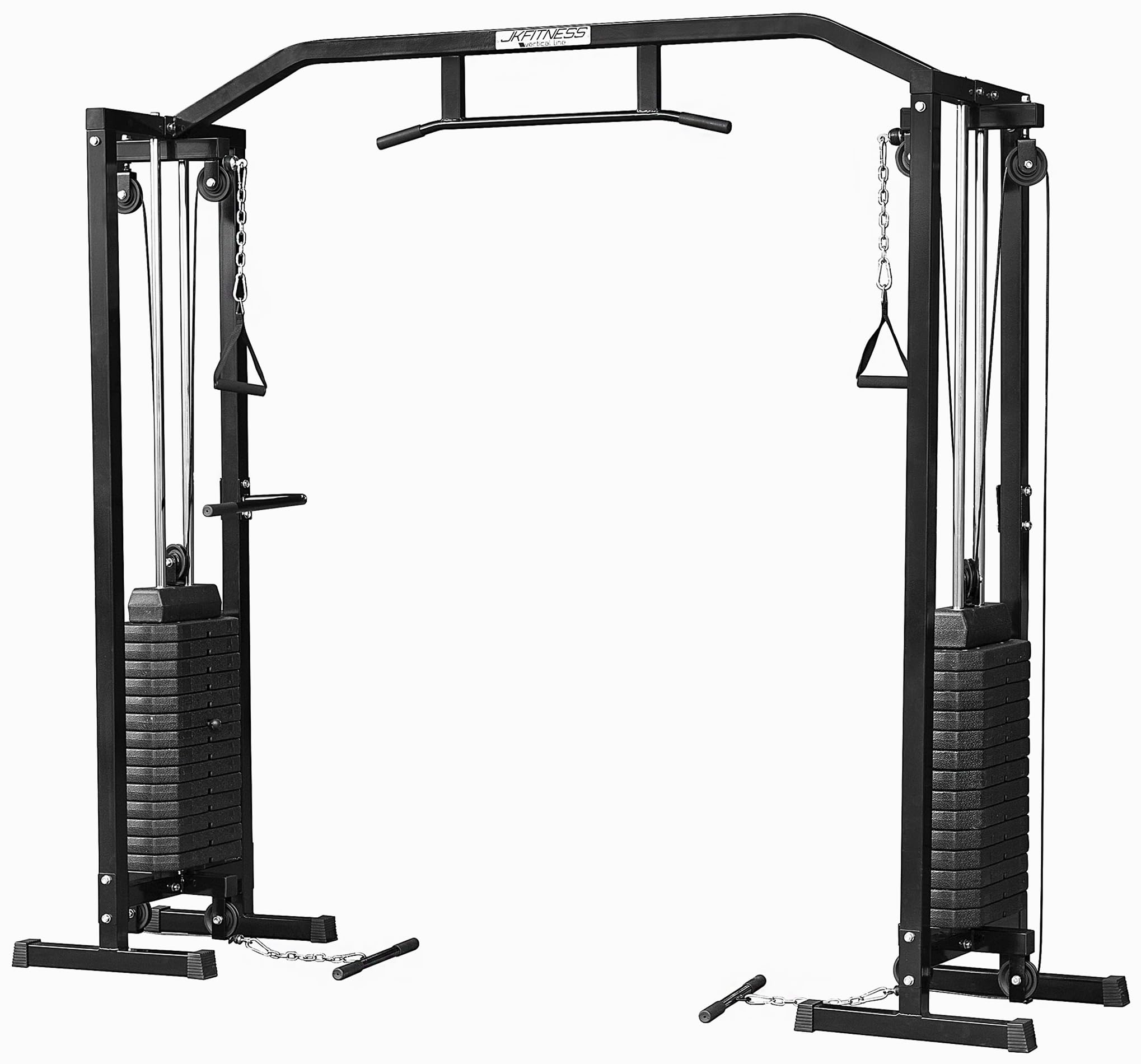 JK FITNESS Stazione Cavi Incrociati JKV CCR【Pacco Pesi 68 kg per Lato】Struttura in Acciaio Rinforzato | Barra per Trazioni Inclusa | Allenamento Funzionale Completo | Dimensioni Compatte