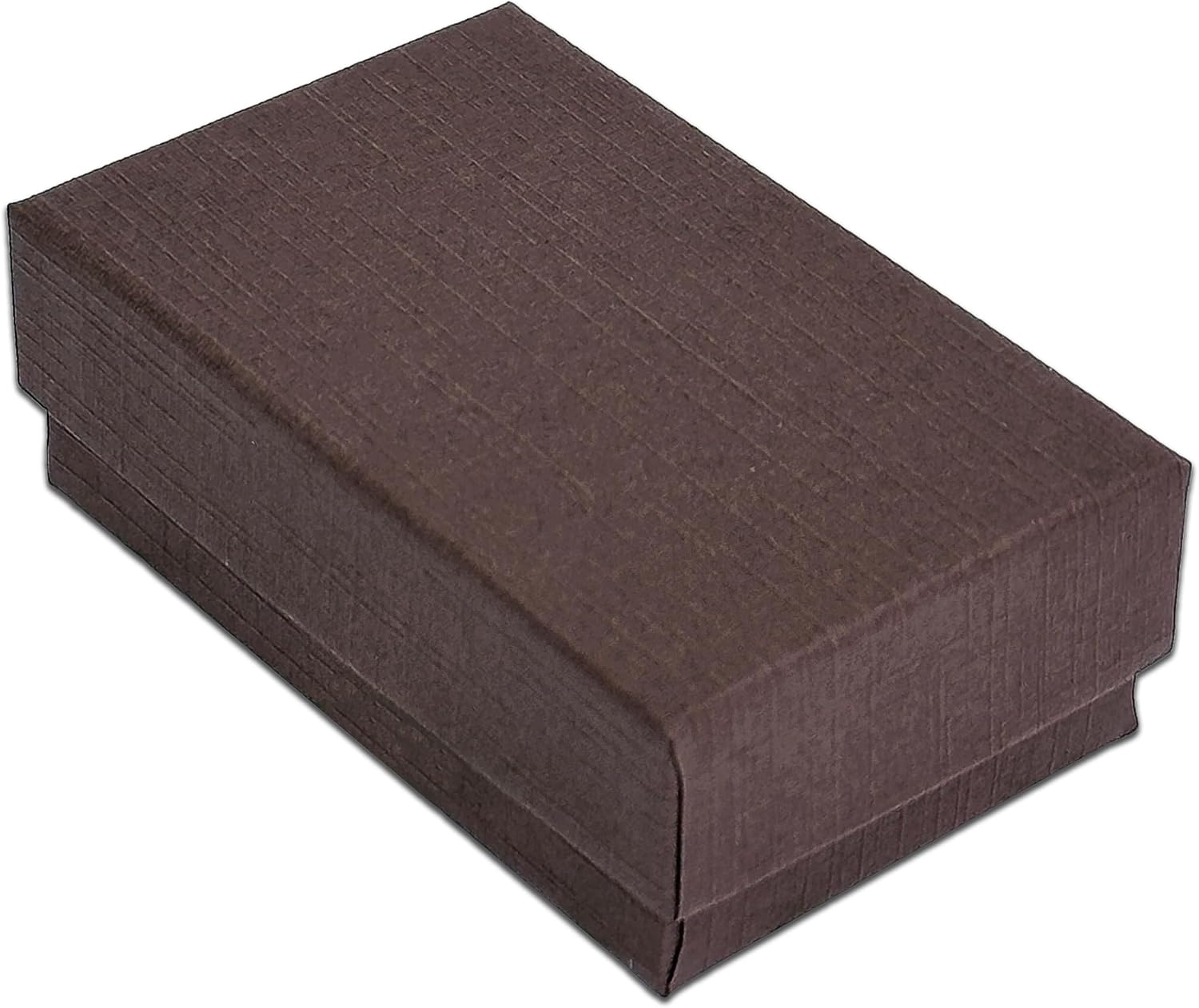 TheDisplayGuys - 100-Pack #21 Cardboard Linen Paper Jewelry Boxes Gift Cases w. Cotton Padding - Brown (2.6" x 1.6" x 1.0")