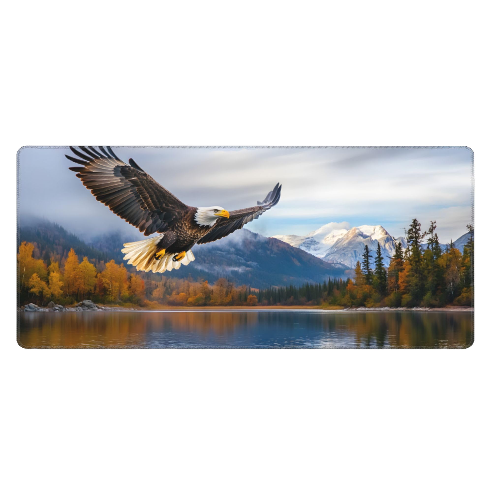 Fall Eagle Landscape Extended Gaming Mouse Pad, with Stitched Edges Large Mouse Pad Desk Protector, Rubber Base Mousepad Keyboard Mouses Mat for Work Game Office Home- 32" X 12" Inch,E708