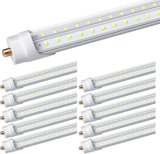 ELEKICO 8FT LED Bulbs, 5000K 75W 9500LM 8FT Led Shop Light Bulbs, FA8 Single Pin Base V Shaped Clear Cover 8 Foot Led Bulbs, T8 T10 T12 Led Tube Lights Replacement, Pack of 10