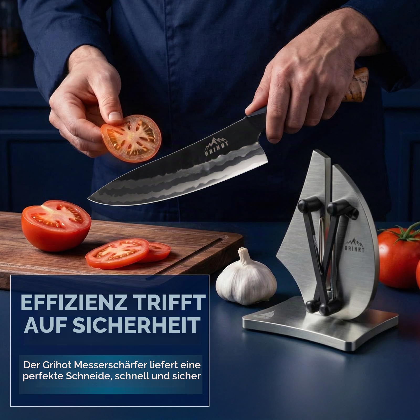 VN3 Professioneller Messerschärfer | 3-Aktions-stromlinienförmiges Segelboot-Design für müheloses Messerschärfen – das ultimative Werkzeug für Präzisionswinkel von 11 bis 21 Grad (verbesserter
