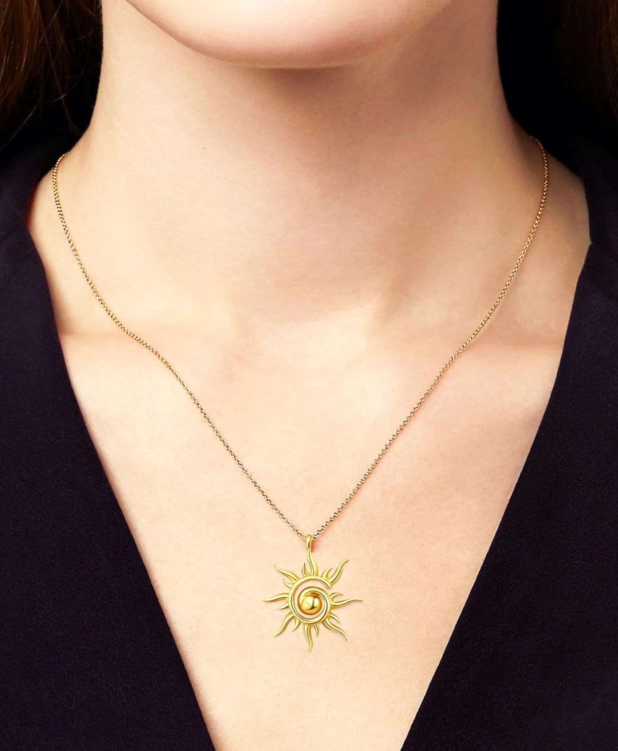 Rnivida 925 Sterling Silver Sunburst Necklace,Spiral Sunshine Design,Hypoallergenic Women's Jewelry - Image 5