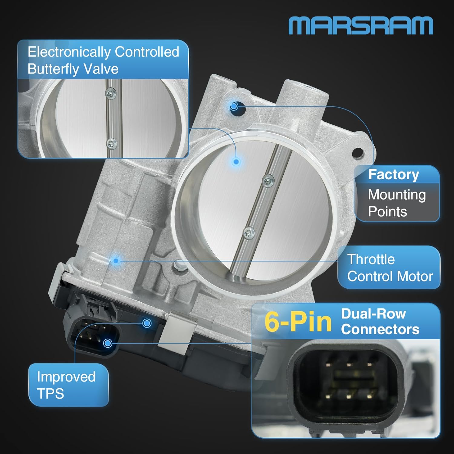 Marsram Electronic Throttle Body Compatible with Buick 2009-2010 Lucerne Terraza, 2006-2011 Chevy Malibu Impala Equinox Uplander, Pontiac G6, Saturn Vue 3.4L 3.5L 3.9L, Replace 12577029 12609500