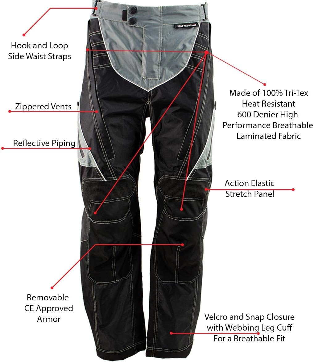 Milwaukee Leather MPM5730 Men's Black and Grey Tri-Tex Fabric Motorcycle Rider Pants w/CE Armor Protection - 38 - Image 2